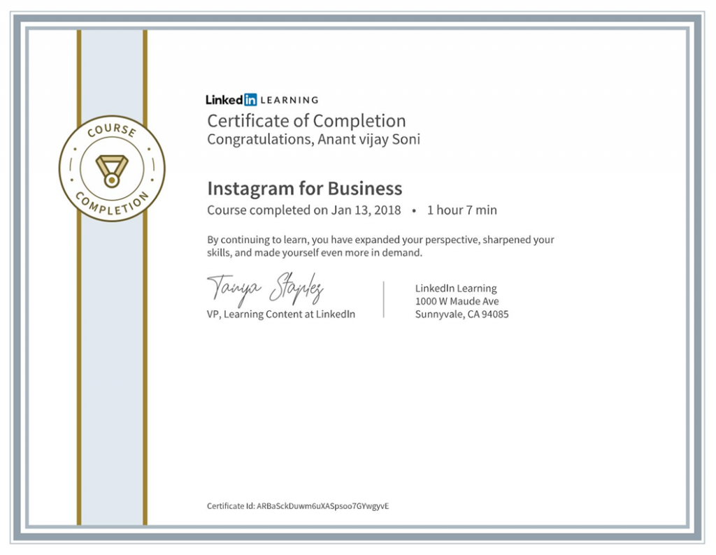Instagram for business - LinkedIn Certificate