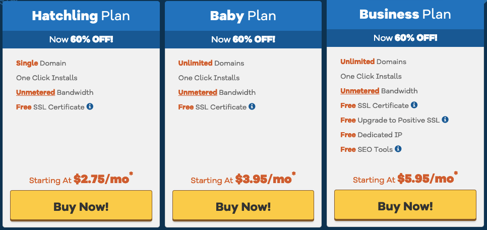 Hostgator Shared Web Hosting plans