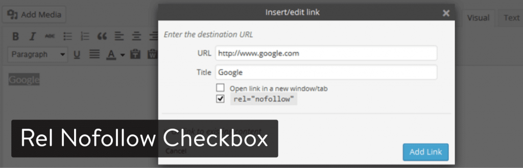 Rel Nofollow Checkbox WordPress plugin