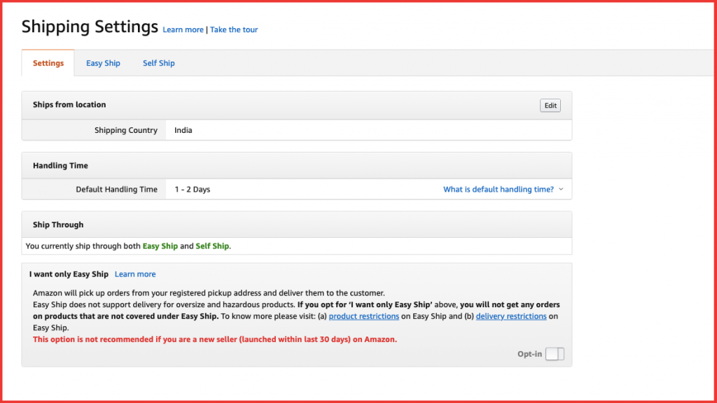 Shipping Settings - Sell on Amazon