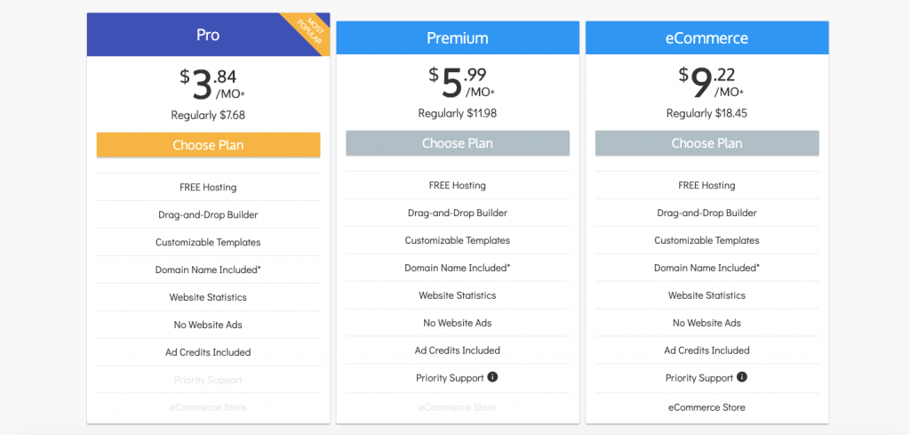 SiteBuilder Pricing and Plans