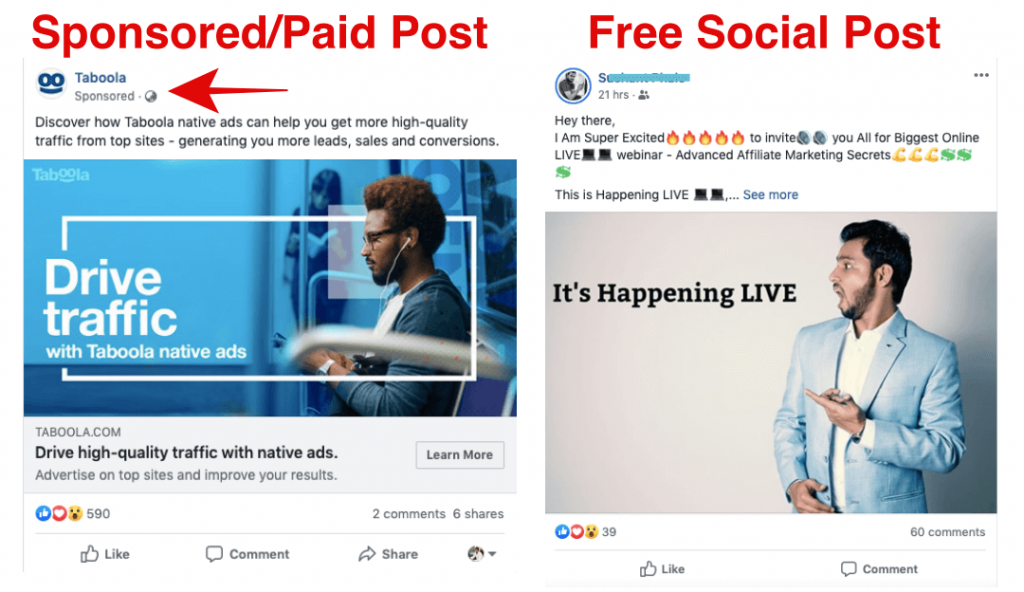 Free and Paid Social Media Post Traffic
