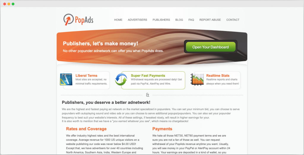 PopAds ad network - Best Google adsense alternatives