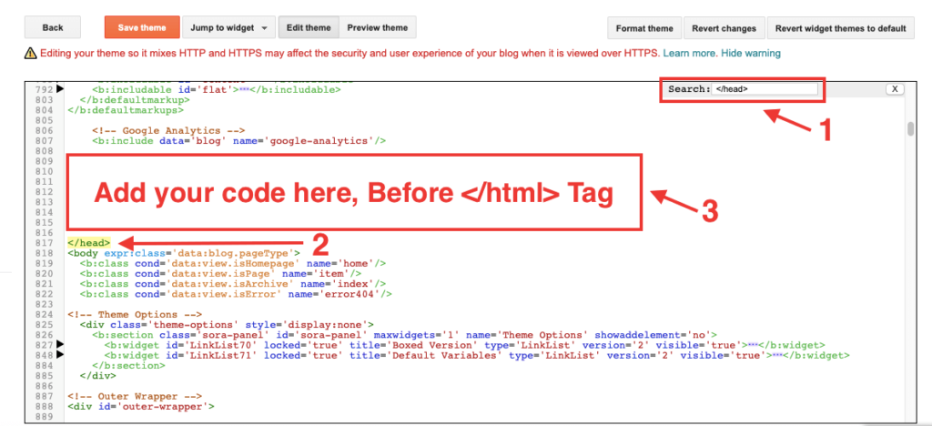 Add HTML Code Here - Table of content for Blogger and Blogspot