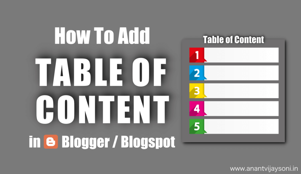 How to add Table of Content in Blogger/Blogspot?