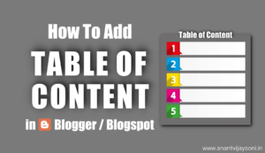 How to add Table of Content in Blogger/Blogspot?
