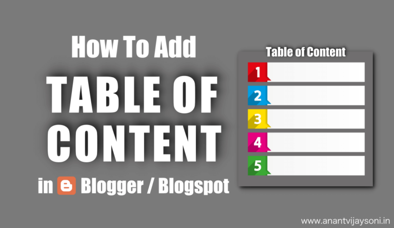 How to add Table of Content in Blogger/Blogspot?