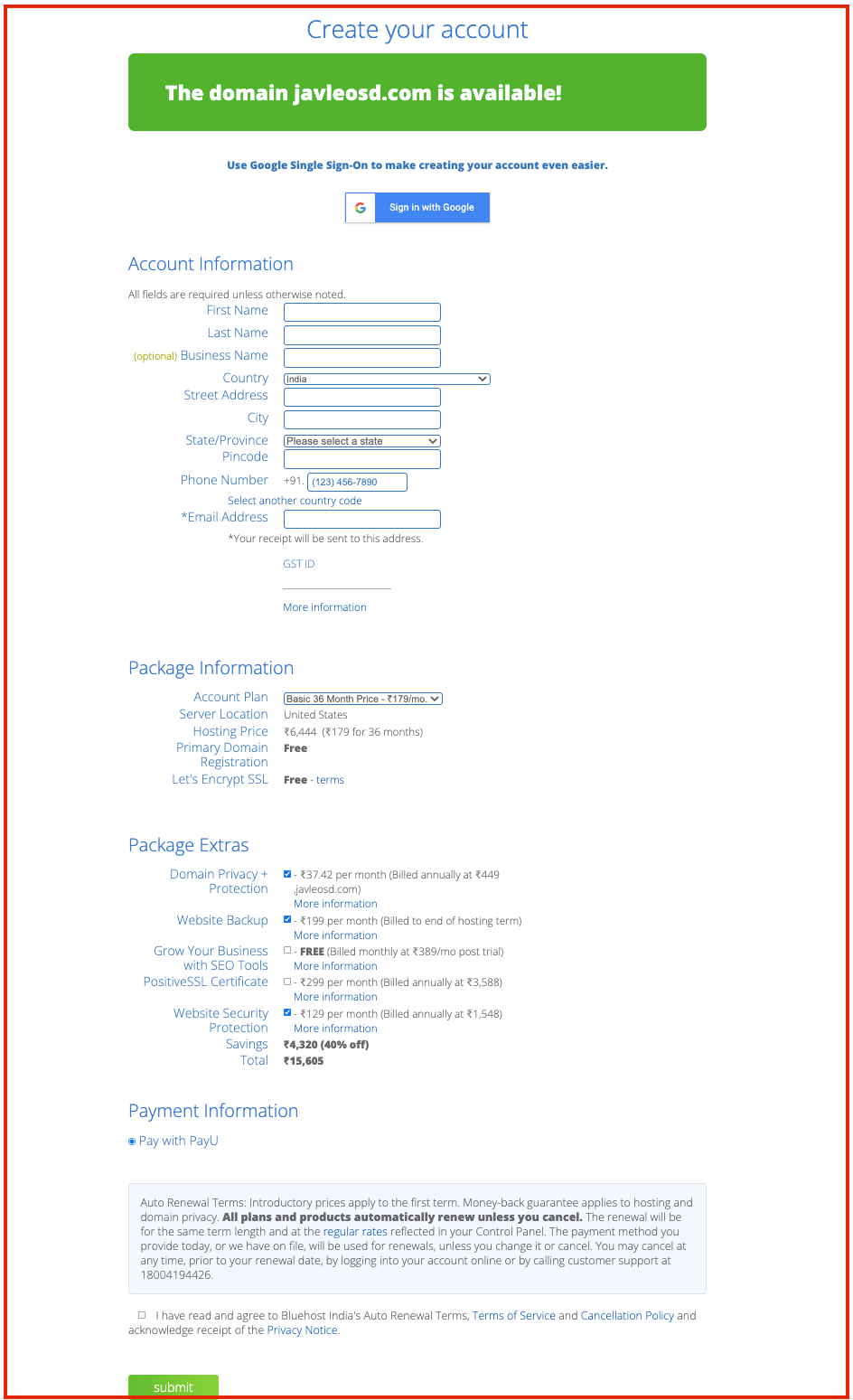 Create Account and Checkout