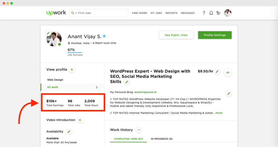 Upwork Profile (Earning Proof) - Best Freelancing website