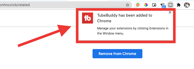 4. TubeBuddy Extension is Added on Your Chrome Browser