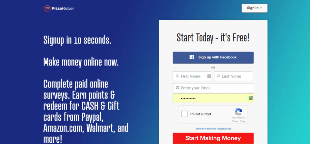 Prizerebel - Best Survey Website