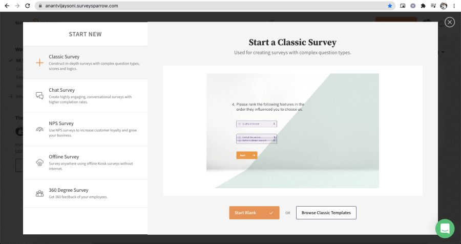 Types of Surveys on SurveySparrow