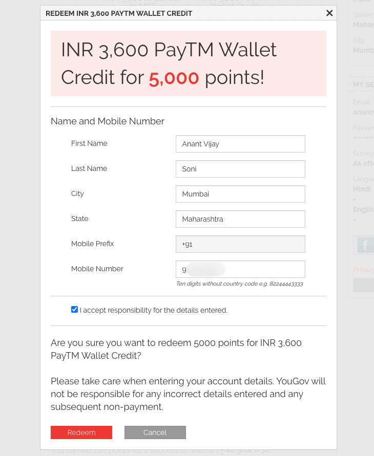 Enter Your Details to Redeem Your Points from YouGov India