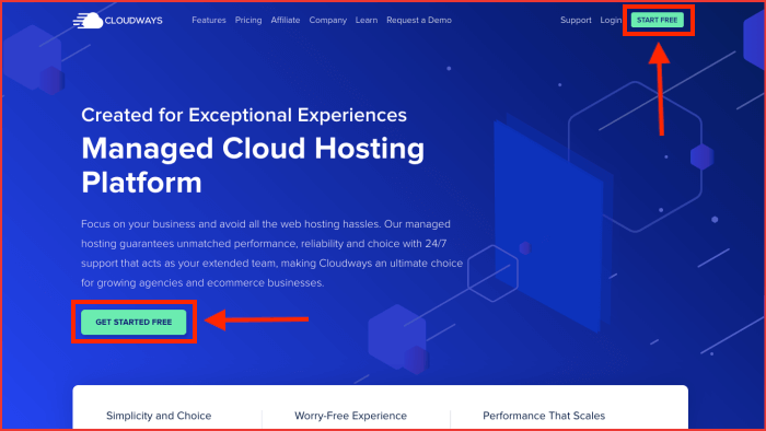 Cloudways homepage screenshot