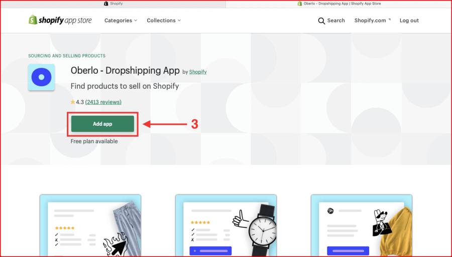 Oberlo dropshipping app to shopify app store