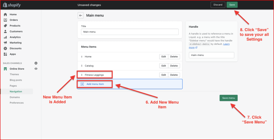 Menu Item Added and Add new Menu item on Main Menu