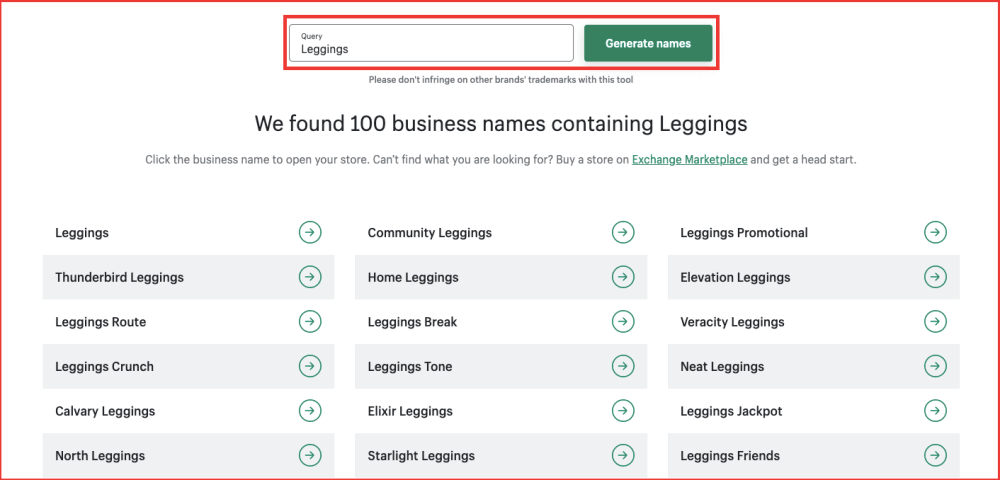 Shopify Business Name Generator Tool