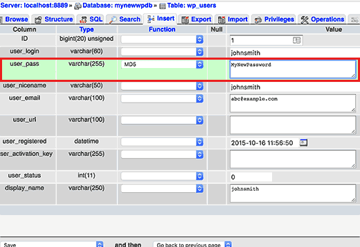 Step 4 userpass - for reset your wordpress admin password 