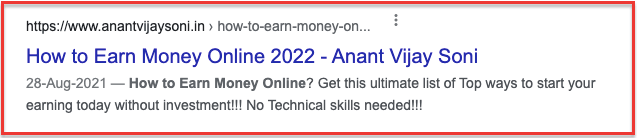 Google search result for How to earn money online - anantvijaysoni.in