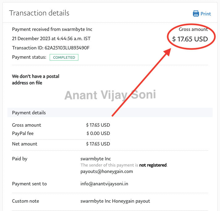 Honeygain Payment Proof